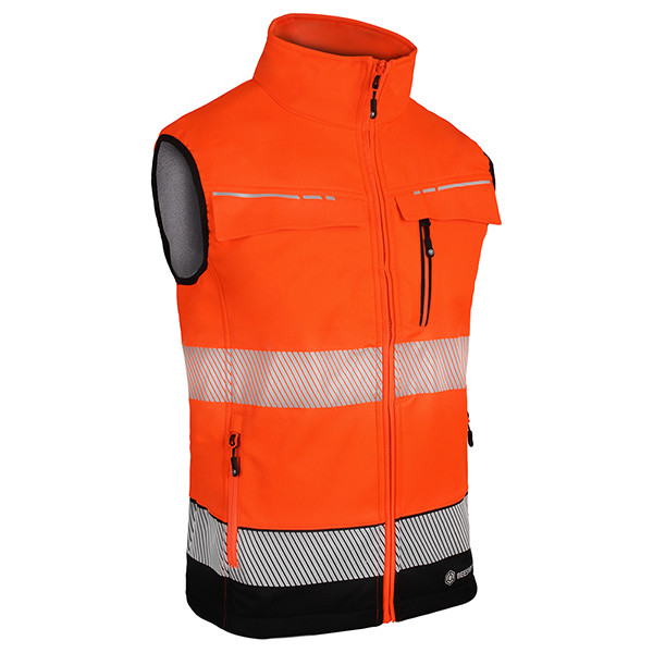 Beeswift Deltic Two-Tone Hi-Vis Softshell Rail Bodywarmer Orange / Black Size XX BSDBWTTORBLXXL