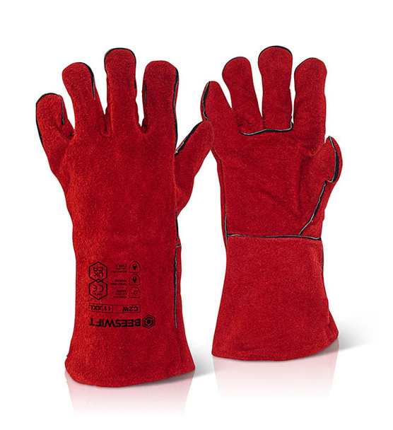 Beeswift Welders Gauntlet Gloves 14" Red Size 14" C2WN