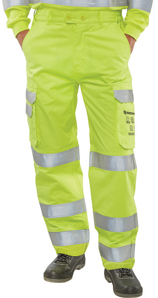 Beeswift Arc Compliant Hi-Vis Trousers Saturn Yellow Size 38T CARC5SY38T