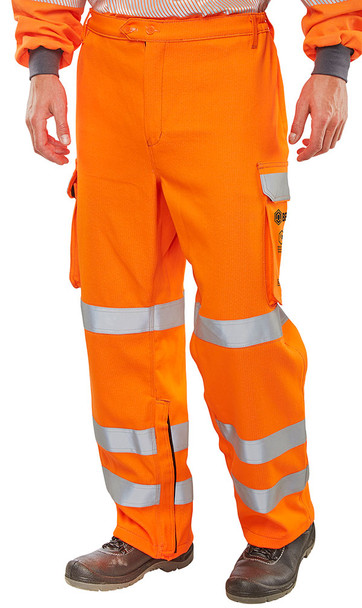 Beeswift Arc Compliant Hi-Vis Rail Spec Trousers Orange Size 40 CARC52OR40