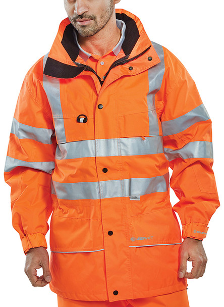 Beeswift Carnoustie Hi-Vis Jacket Orange Size XXXXXL CARORXXXXXL