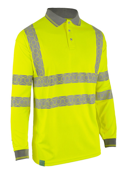 Beeswift Envirowear Hi-Vis Long Sleeve Recyclable Polo Shirt Saturn Yellow L EWCPKLSSYL