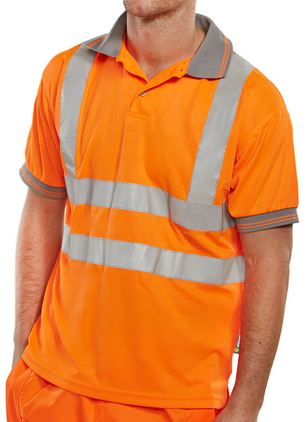 Beeswift Short Sleeve Hi-Vis Polo Shirt Orange Size L BPKSENORL