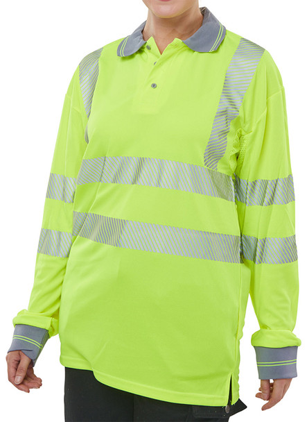 Beeswift Executive Hi-Vis Long Sleeve Polo Shirt Saturn Yellow Size XL BPKEXECLSSYXL