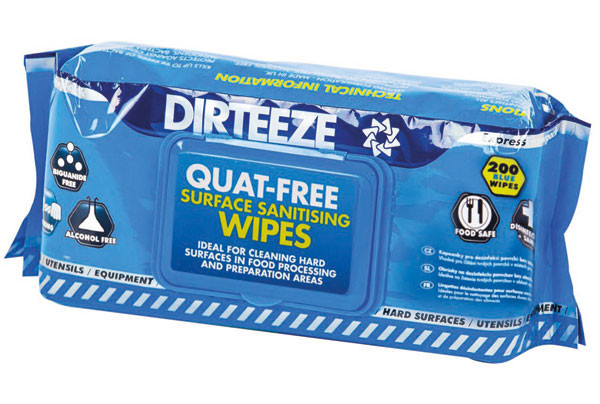 Dirteeze Quat-Free Surface Sanitising Wipes Blue DZAB200