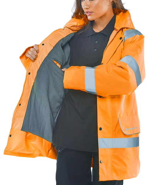 Beeswift Hi-Vis Fleece Lined Traffic Jacket Orange Size M CTJFLORM