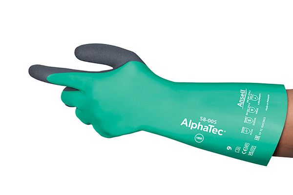 Ansell Alphatec 58-005 Gauntlet Glove Green Size L AN58-005L