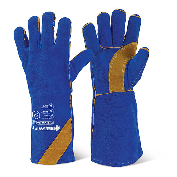 Beeswift Cat2 High Quality Welders Gauntlet Gloves 16" Blue BFHQWN