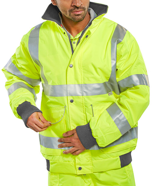 Beeswift Super Bomber Hi-Vis Waterproof Jacket Saturn Yellow Size M BD75SYM