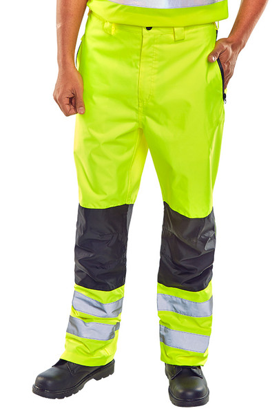 Beeswift Two-Tone Hi-Vis Waterproof Trousers Saturn Yellow Size 4XL BD85SY4XL