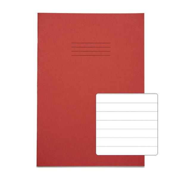Rhino 13 X 9  A4+ Oversized Exercise Book 40 Page Feint Ruled 12Mm Red Pack 100 VDU024-210-2