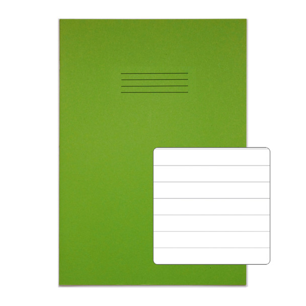 Rhino 13 X 9 A4+ Oversized Exercise Book 40 Page Ruled 12Mm Light Green Pack 100 VDU024-220-4