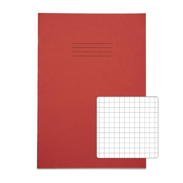 Rhino 13 X 9 A4+ Oversized Exercise Book 40 Page 7Mm Squared Red Pack 100 - VDU0 VDU024-310-4