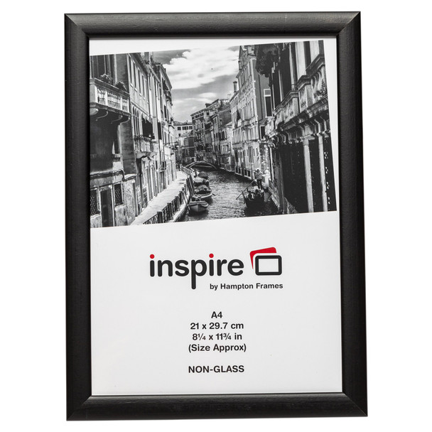 Photo Album Co Certificate/Photo Frame A4 Wood Frame Plastic Front Black PAWFA4B-BLK