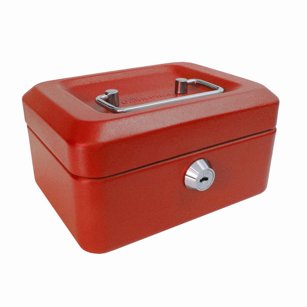 Valuex Metal Cash Box 150Mm 6 " Key Lock Red CBRD6