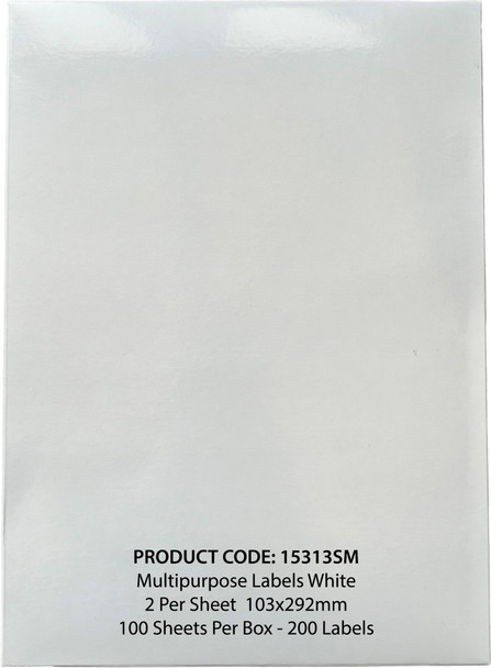 Valuex Multipurpose Label 103X292mm 2 Per A4 Sheet White Pack 200 15313SM