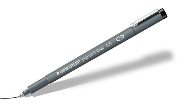 Staedtler Pigment Liner Pen 0.5Mm Line Black Pack 10 30805-9