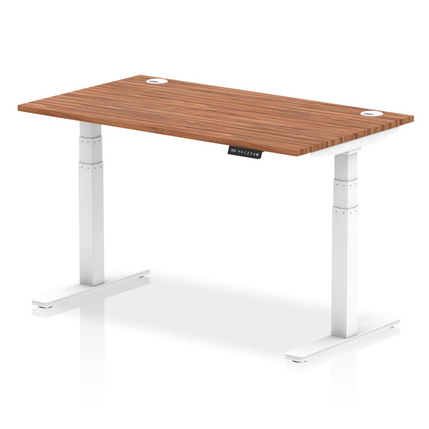 Dynamic Air 1400 X 800Mm Height Adjustable Desk Walnut Top Cable Ports White Leg HA01106