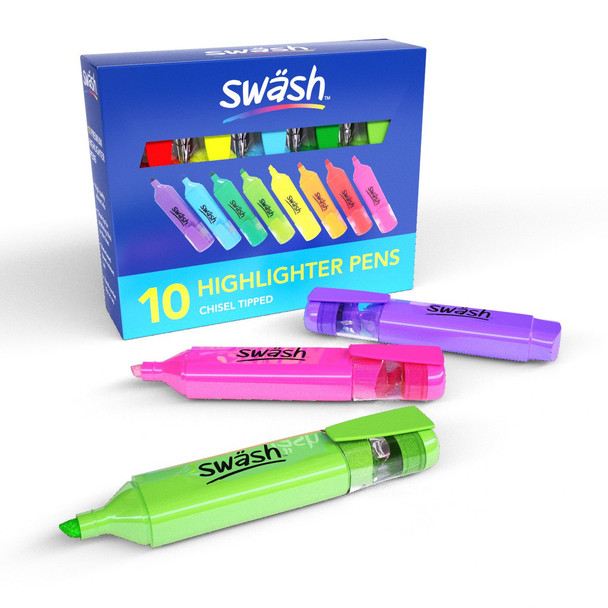 Swash Premium Highlighters Assorted Colours Pack 10 - HLP10A HLP10A