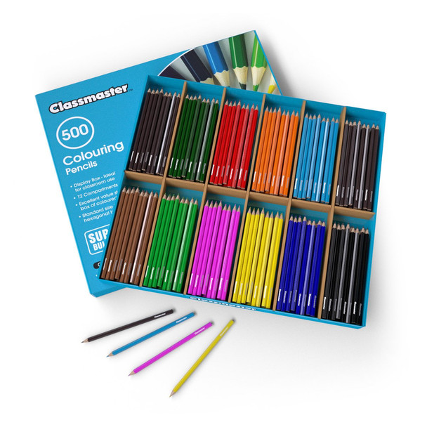 Classmaster Colouring Pencils In 12 Assorted Colours Pack 500 - CP500 CP500