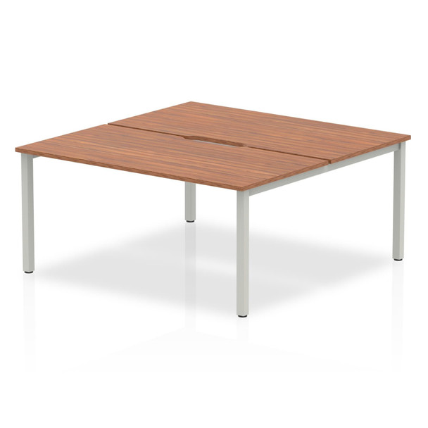 Evolve Plus 1600Mm Back To Back 2 Person Desk Walnut Top Silver Frame BE167 BE167