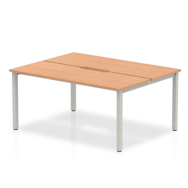 Evolve Plus 1400Mm Back To Back 2 Person Desk Oak Top Silver Frame BE175 BE175