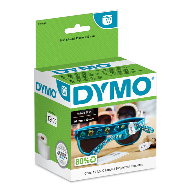 Dymo 10Mm X 19Mm Price Tag/ Jewellery Label 1500 Labels Per Roll Single Roll - 2 2191635