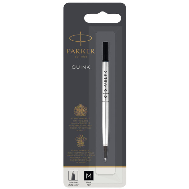 Parker Quink Rollerball Refill for Rollerball Pens Medium Black Single Refill 1950323