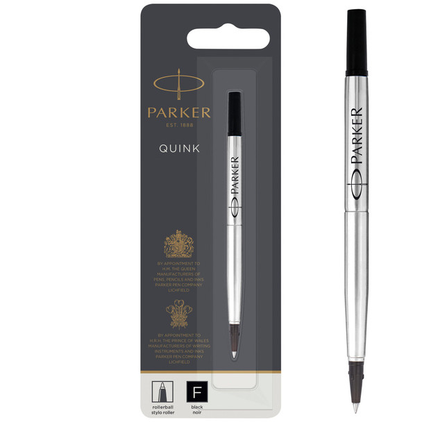 Parker Quink Rollerball Refill for Rollerball Pens Fine Black Single Refill 1950321
