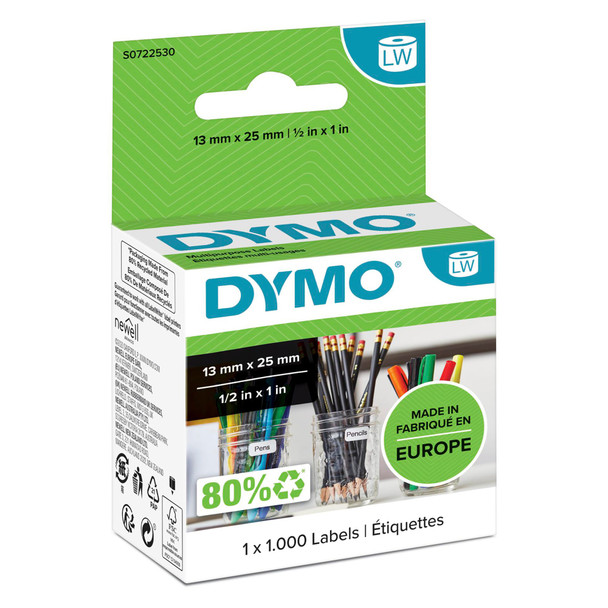 Dymo Labelwriter Multipurpose Label 13X25mm 1000 Labels Per Roll White S0722530