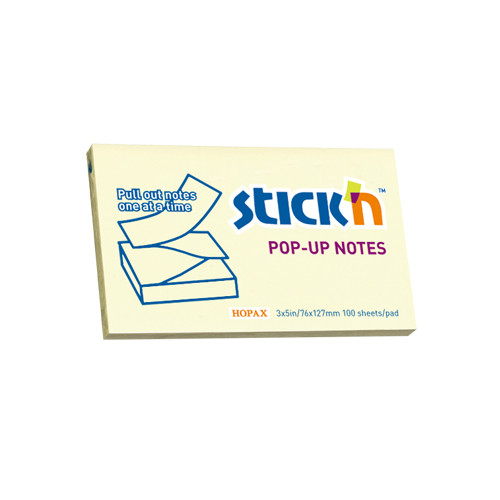 Valuex Stickn Pop-Up Notes 76X127mm 100 Sheets Yellow Pack 12 21396 21396