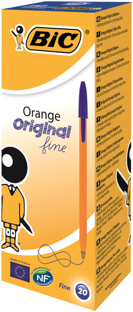 Bic Orange Ballpoint Pen 0.8Mm Tip 0.30Mm Line Blue Pack 20 1199110111