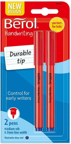 Berol Handwriting Pen 0.6Mm Line Blue Pack 2 2056932