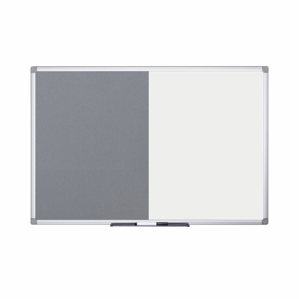 Bi-Office Maya Combination Board Grey Felt/Non Magnetic Whiteboard Aluminium Fra XA0320170