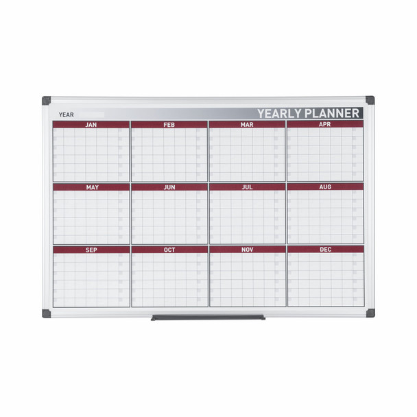 Bi-Office Annual Magnetic Whiteboard Planner Aluminium Frame 900X600mm GA0375170