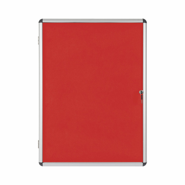 Bi-Office Enclore Red Felt Lockable Noticeboard Display Case 9 X A4 720X981mm VT630105150
