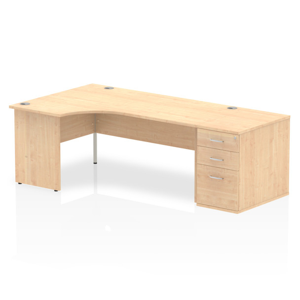 Dynamic Impulse 1800Mm Left Crescent Desk Maple Top Panel End Leg Workstation 80 I000616