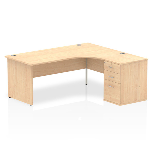 Dynamic Impulse 1800Mm Right Crescent Desk Maple Top Panel End Leg Workstation 6 I000604
