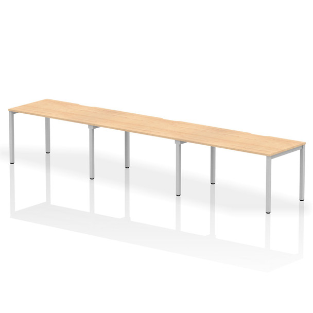 Dynamic Evolve Plus 1400Mm Single Row 3 Person Desk Maple Top Silver Frame BE414 BE414