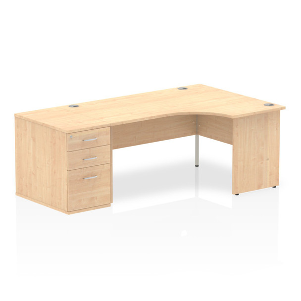 Dynamic Impulse 1600Mm Right Crescent Desk Maple Top Panel End Leg Workstation 8 I000624