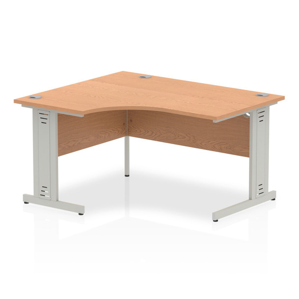 Dynamic Impulse 1400Mm Left Hand Crescent Desk Oak Top Silver Cable Managed Leg I003845