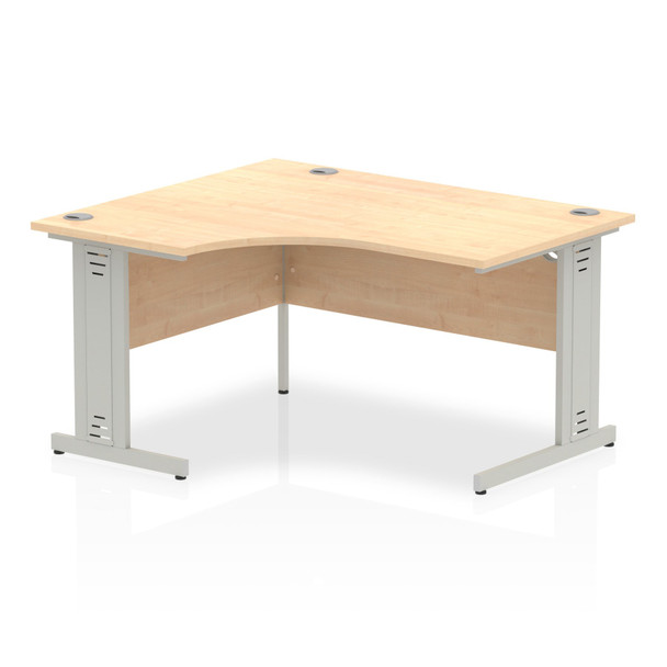 Dynamic Impulse 1400Mm Left Hand Crescent Desk Maple Top Silver Cable Managed Le I003844