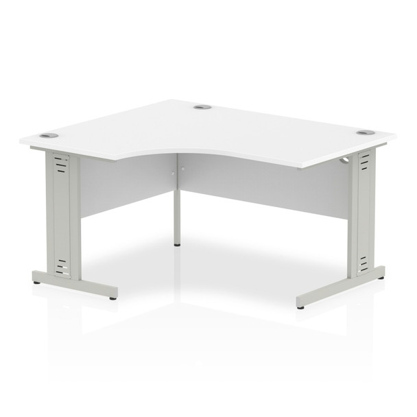 Dynamic Impulse 1400Mm Left Hand Crescent Desk White Top Silver Cable Managed Le I003846