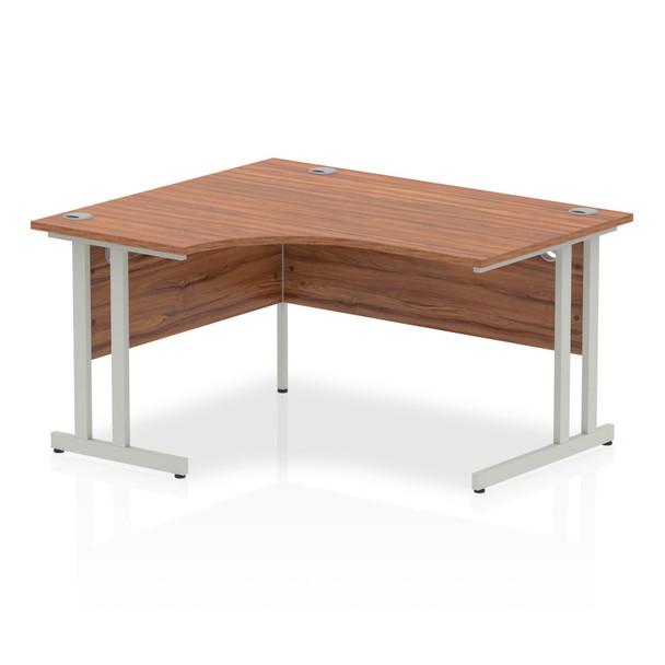 Dynamic Impulse 1400Mm Left Hand Crescent Desk Walnut Top Silver Cantilever Leg I003823