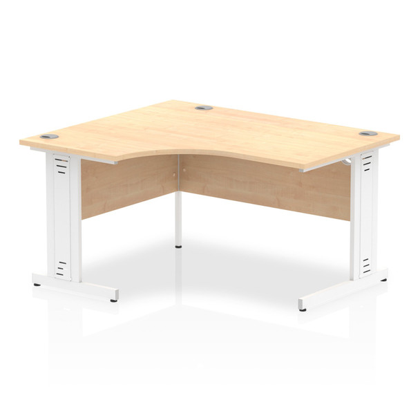 Dynamic Impulse 1400Mm Left Hand Crescent Desk Maple Top White Cable Managed Leg I003856