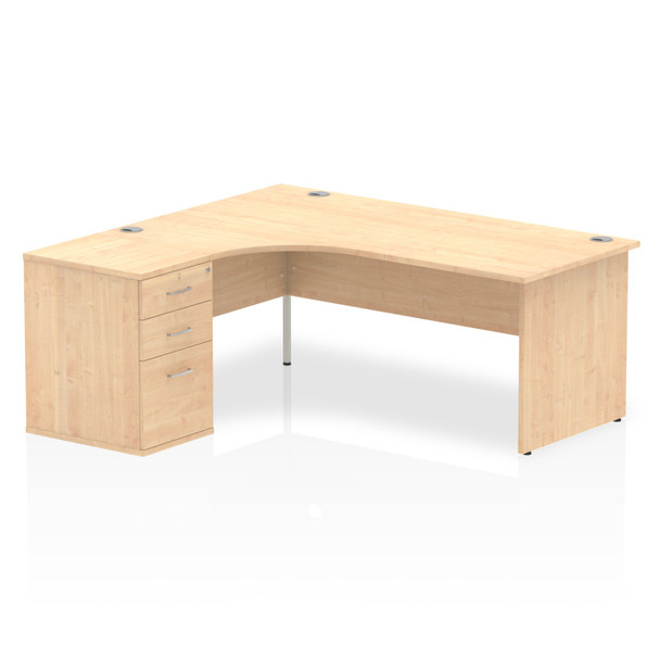 Dynamic Impulse 1800Mm Left Crescent Desk Maple Top Panel End Leg Workstation 60 I000592