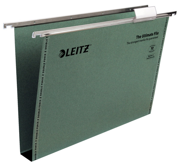 Leitz Ultimate Clenched Bar Foolscap Suspension File Card 30Mm Green Pack 50 174 17450055