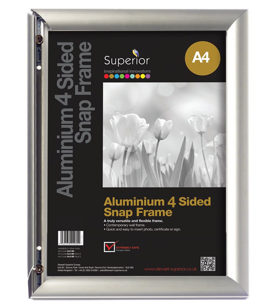 Seco A4 Brushed Aluminium Snap Frame Silver - AM9 AM9