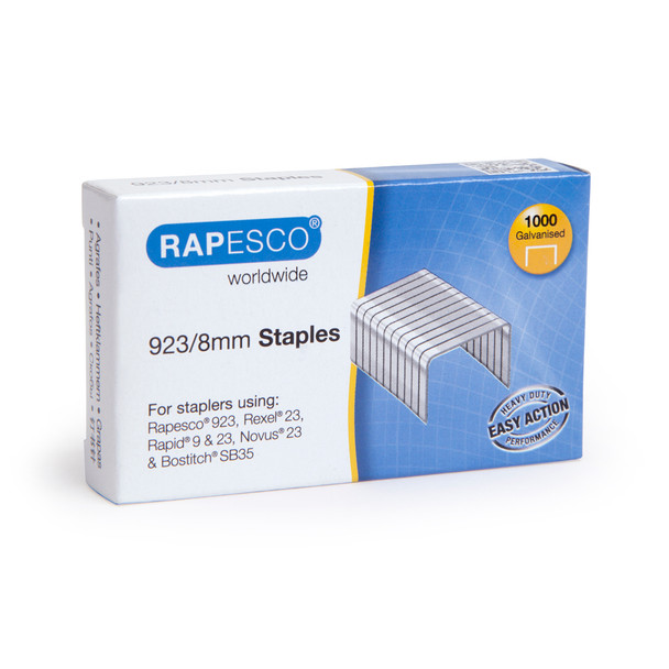 Rapesco 923/8Mm Galvanised Staples Pack 1000 1236