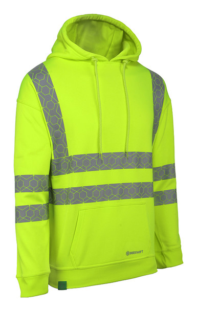 Beeswift Envirowear Recyclable Hi-Vis Hoodie Saturn Yellow Size 4XL EWCHSY4XL